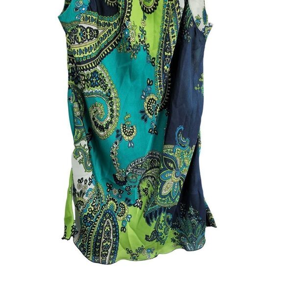 New Directions Top Artsy Boho Sleeveless Paisley Rolled Bandana Scoop Green S - Picture 7 of 11